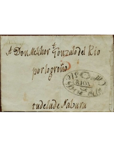 FA1147-15. PREFILATELIA. 1833, 21 de septiembre. Sobrescrito de Santo Domingo de la Calzada a Tudela