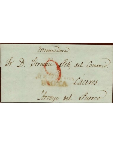 FA1147-19. PREFILATELIA. 1842, 2 de enero. Sobrescrito circulado de Medina de Pomar a Arroyo del Puerco