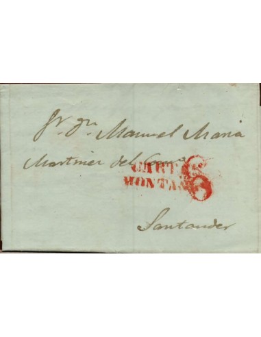 FA1148. PREFILATELIA. 1842, 15 de julio. Sobrescrito circulado de Arenas a Santander