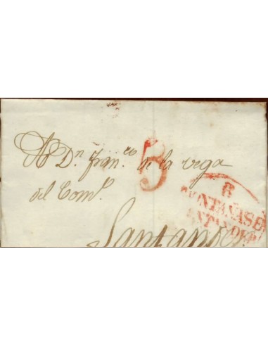 FA1148A. PREFILATELIA. 1835, 4 de marzo. Sobrescrito circulado de Reinosa a Santander
