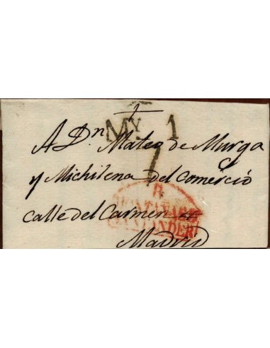 FA1148C. PREFILATELIA. 1828, 29 de abril. Sobrescrito circulado de Reinosa a Madrid