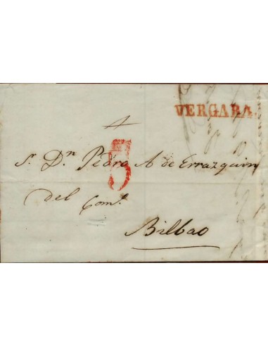 FA1149A. PREFILATELIA. 1843, 31 de julio. Sobrescrito circulado de Vergara a Bilbao