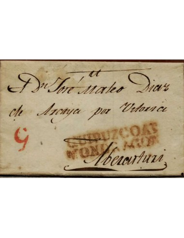 FA1149B. PREFILATELIA. 1826, 25 de agosto. Sobrescrito circulado de Arechavaleta a Aberasturi