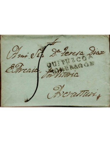 FA1149D. PREFILATELIA. 1815, 8 de diciembre. Sobrescrito circulado de Oñate a Averasturi