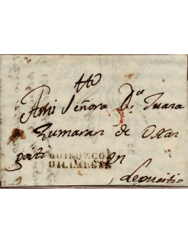 FA1149F. PREFILATELIA. 1829, 12 de octubre. Sobrescrito circulado de Azcoitia a Lequeitio