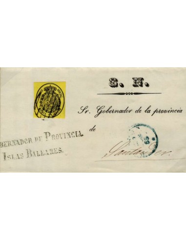 FA1082A. HISTORIA POSTAL. 1855, pliego oficial remitido desde las Baleares a Santander