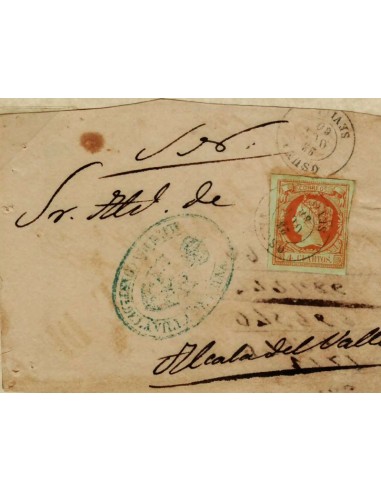 FA1088. HISTORIA POSTAL. 1860, 23 de octubre, Cubierta de carta remitida de Osuna a Alcalá del Valle