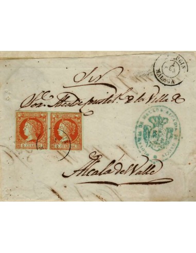 FA1088D. HISTORIA POSTAL. Emisión de 1860. Cubierta de carta oficial remitida de Gaucin a Alcalá del Valle