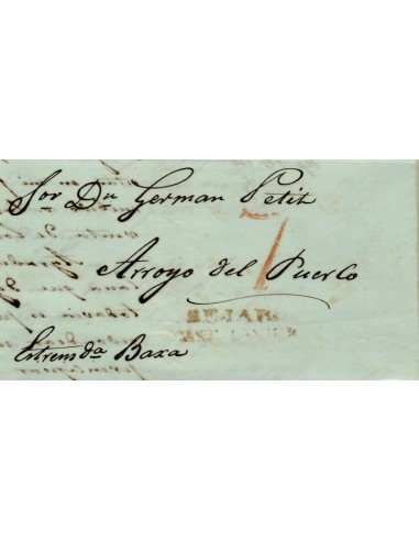 FA1163-5. PREFILATELIA. 1843, 21 de marzo. Sobrescrito circulado de Bejar a Arroyo del Puerco