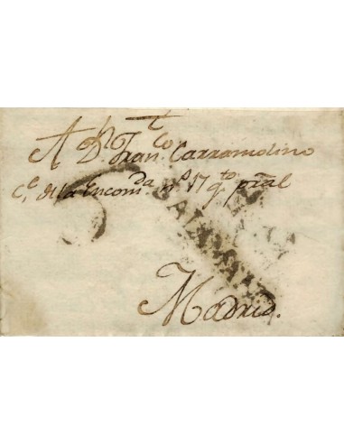 FA1163-19. PREFILATELIA. 1806, 13 de agosto. Sobrescrito circulado de Salamanca a Madrid