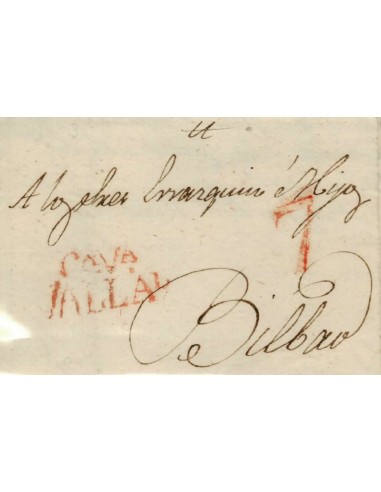 FA1163-30. PREFILATELIA. 1833, 19 de abril. Sobrescrito circulado de Valladolid a Bilbao
