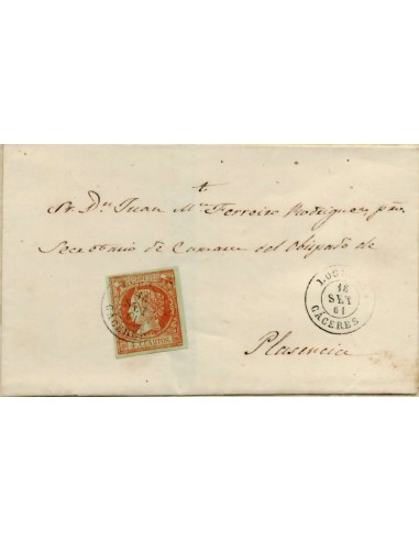 FA0648A. HISTORIA POSTAL. 1861, 18 de septiembre. Logrosan a Plasencia