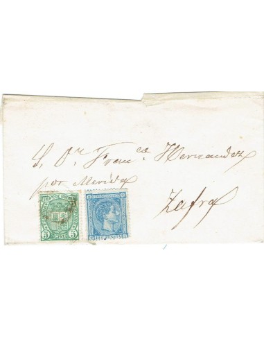FA7582. HISTORIA POSTAL. 1876, correo dirigido a Zafra