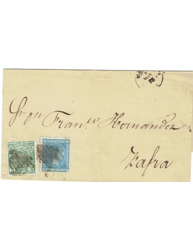 FA7584. HISTORIA POSTAL. 1876, correo dirigido a Zafra