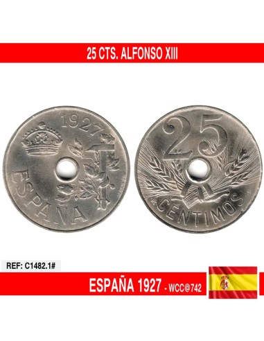 España 1927. 50 cts. Alfonso XIII (MBC) KM@742