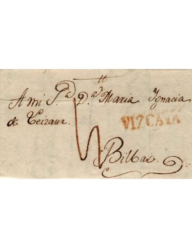 FA1150-2. PREFILATELIA. 1802, 3 de septiembre. Sobrescrito circulado de San Sebastian a Bilbao