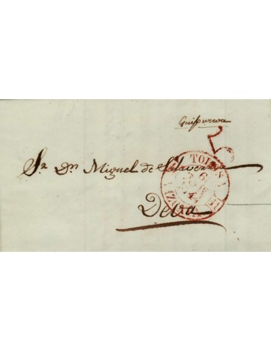 FA1150-3. PREFILATELIA. 1844, 6 de mayo. Sobrescrito circulado de Tolosa a Deva