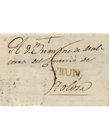 FA1150-12. PREFILATELIA. 1818, 8 de enero. Sobrescrito circulado de Irun a Tolosa