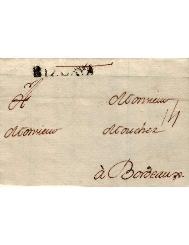 FA1150-16. PREFILATELIA. 1766, 24 de febrero. Sobrescrito circulado de San Sebastian a Burdeos (Francia), RR