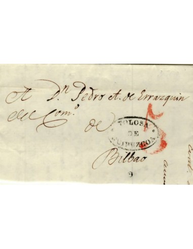 FA1150-21. PREFILATELIA. 1840, 1 de junio. Sobrescrito circulado de Tolosa a Bilbao