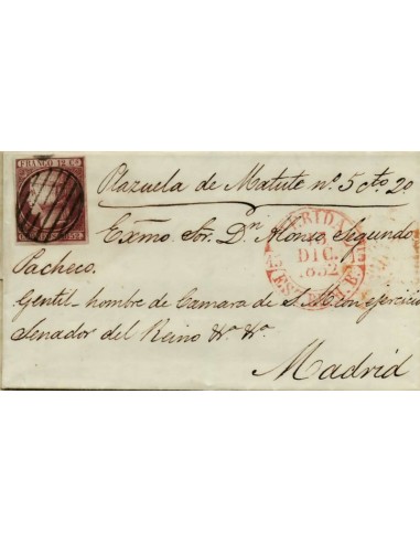 FA0653-2. HISTORIA POSTAL. 1852, 13 de diciembre. Mérida a Madrid