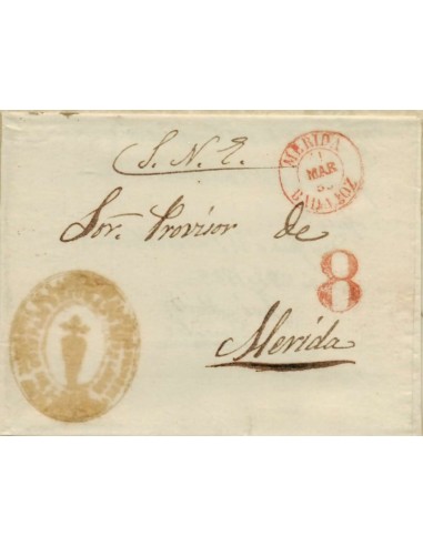 FA0653-8. HISTORIA POSTAL. 1855, 28 de marzo. correo en Mérida