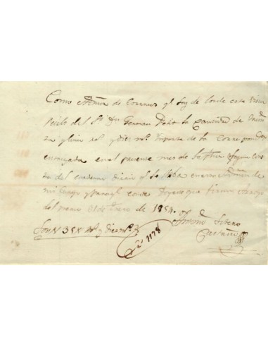 FA1157. DOCUMENTOS. 1854, 31 de enero. Resguardo manuscrito justificativo de pago del correo
