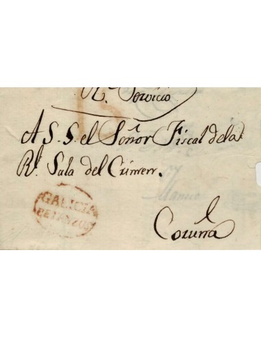 FA1164-6. PREFILATELIA. 1824, 10 de junio. Sobrescrito circulado de Betanzos a Coruña