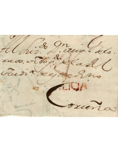 FA1164-10. PREFILATELIA. 1793, 21 de agosto. Sobrescrito circulado de Ferrol a Coruña