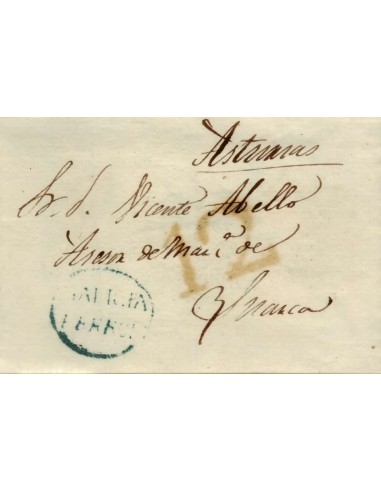 FA1164-11. PREFILATELIA. 1834, 16 de julio. Sobrescrito circulado de Ferrol a Luarca