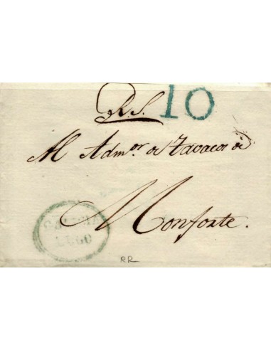 FA1164-12. PREFILATELIA. (1823ca). Sobrescrito circulado de Lugo a Monforte