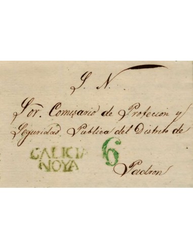 FA1164-15. PREFILATELIA. 1845, 11 de marzo. Sobrescrito circulado de Noya a Padron