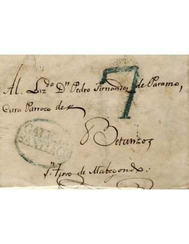 FA1164-18. PREFILATELIA. 1836, 8 de abril. Sobrescrito circulado de Santiago a San Tirso de Mabegondo