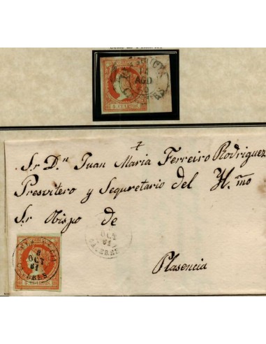 FA0670-13. HISTORIA POSTAL. 1861, 8 de octubre. Carta y sello de Plasencia