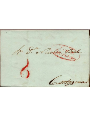 FA1170-8. PREFILATELIA. 1841, 25 de marzo. Sobrescrito circulado de Lorca a Cartagena