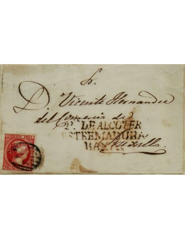 FA0672-4. HISTORIA POSTAL. 1853. Puebla de Alcocer a Trujillo, marca prefilatelia en negro RR