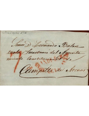 FA1172A. PREFILATELIA. (1840ca). Frontal de sobrescrito circulado de Andújas a Campillo del Río