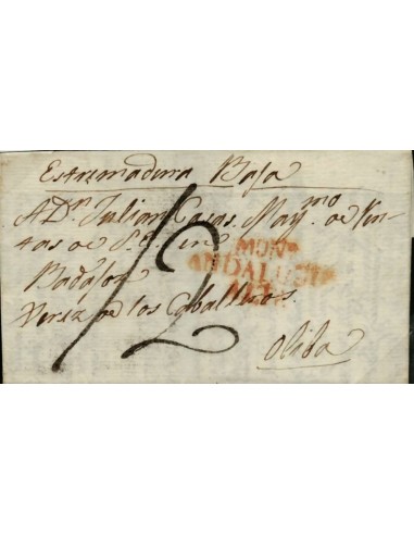 FA1172K. PREFILATELIA. 1815, 12 de mayo. Sobrescrito circulado de Montilla a Oliva