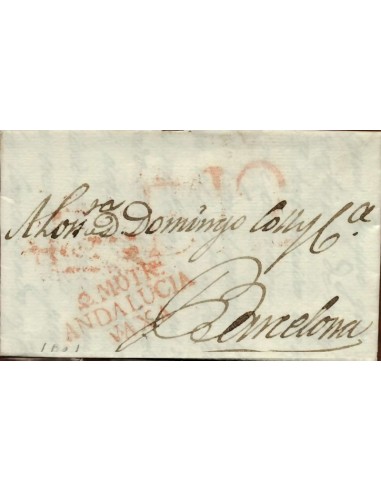 FA1174C. PREFILATELIA. 1821, 4 de enero. Sobrescrito circulado de Motril a Barcelona