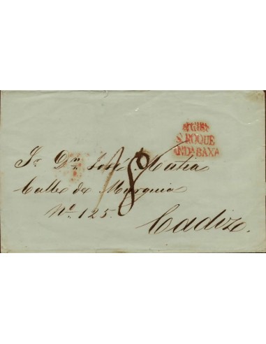 FA1174E. PREFILATELIA. 1844, 11 de enero. Envuelta de sobrescrito circulada de Gibraltar a Cádiz