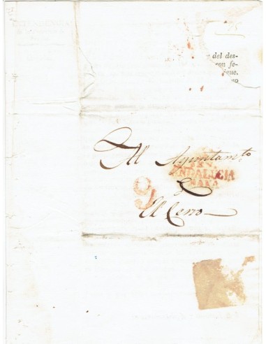 FA1442B. PREFILATELIA. 1827, 3 de febrero. Sobrescrito circulado de Sevilla a El Cerro