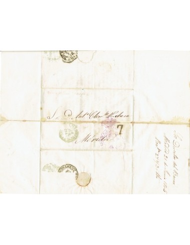 FA1442D. PREFILATELIA. 1845, 24 de junio. Sobrescrito circulado de Madrid a Mérida