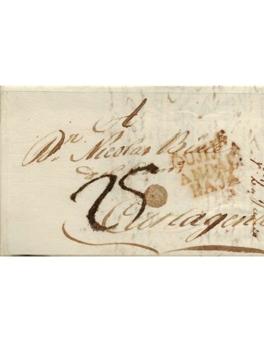FA1177-11. PREFILATELIA. 1829, 19 de mayo. Sobrescrito circulado de Ugijar a Cartagena