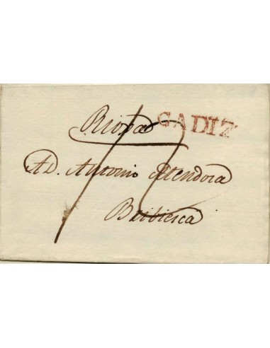FA1179-1. PREFILATELIA. 1815, 26 de septiembre. Sobrescrito circulado de Cádiz a Briviesca