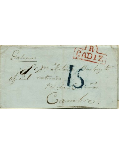 FA1179-6. PREFILATELIA. 1836, 24 de mayo. Sobrescrito circulado de Puerto Real a Cambre