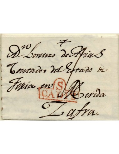 FA1179-10. PREFILATELIA. 1805, 15 de abril. Sobrescrito circulado de Sanlúcar de Barrameda a Zafra