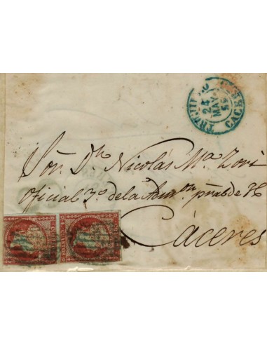 FA0697-12. HISTORIA POSTAL. 1856, 24 de mayo. Cubierta de doble uso circulada de Trujillo a Cáceres