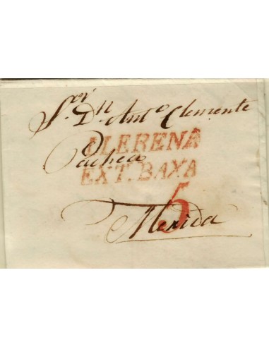 FA1188-9. PREFILATELIA. 1838, 7 de diciembre. Sobrescrito circulado de Llerena a Mérida