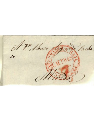 FA1188-11. PREFILATELIA. 1829, 28 de febrero. Sobrescrito circulado de Cáceres a Mérida