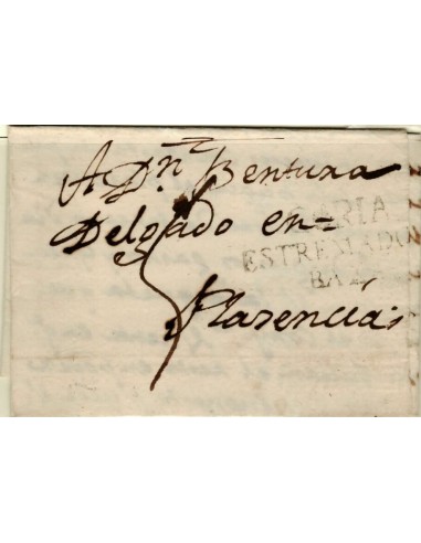 FA1189-4. PREFILATELIA. 1834, 22 de noviembre. Sobrescrito circulado de Guijo de Coria a Plasencia